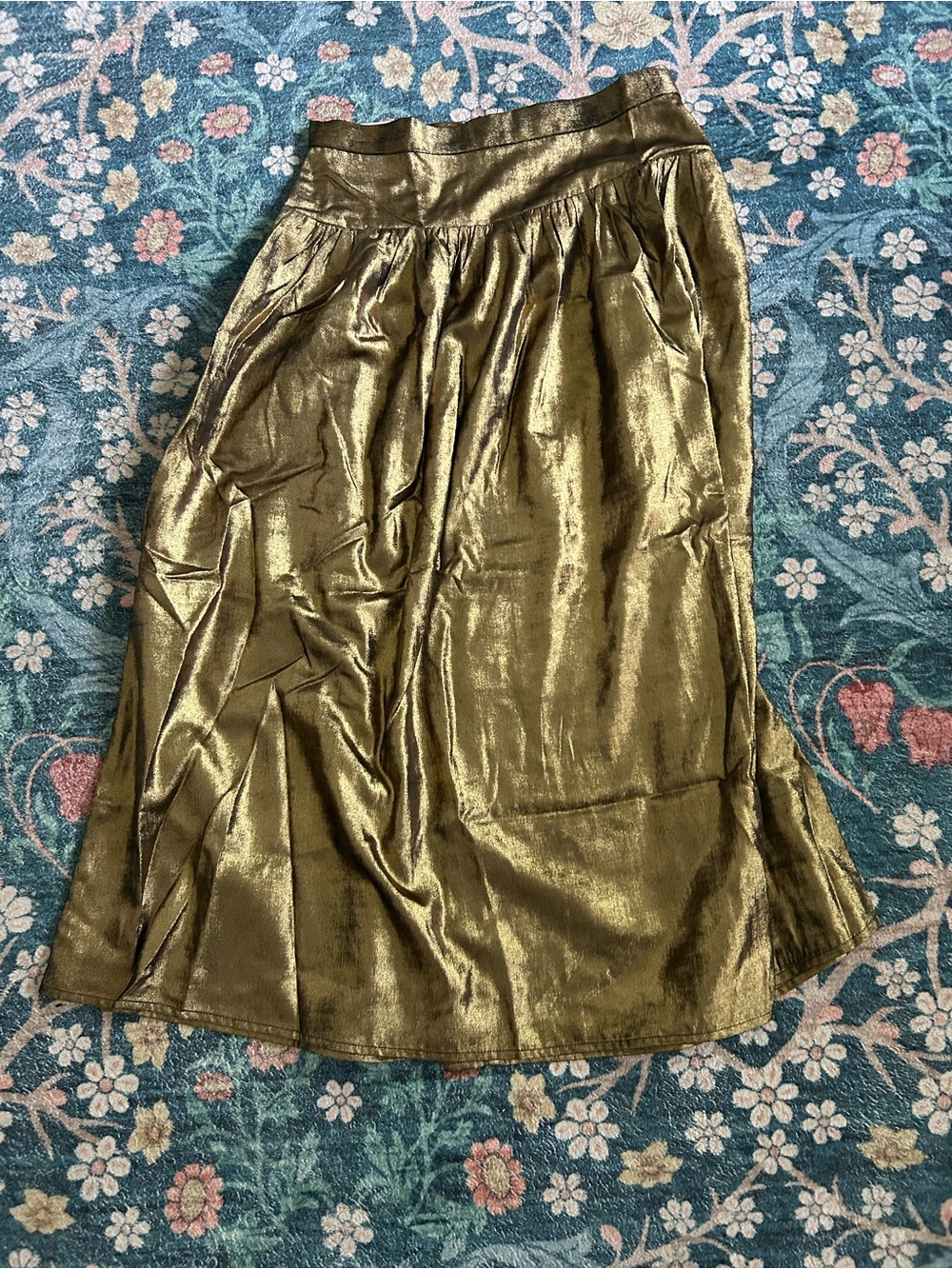 Banana Republic Metallic Olive Midi Skirt
